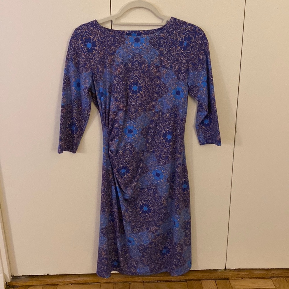 J.McLaughlin rouched dress with 3/4 sleeves.  Never worn.  Tags still on!